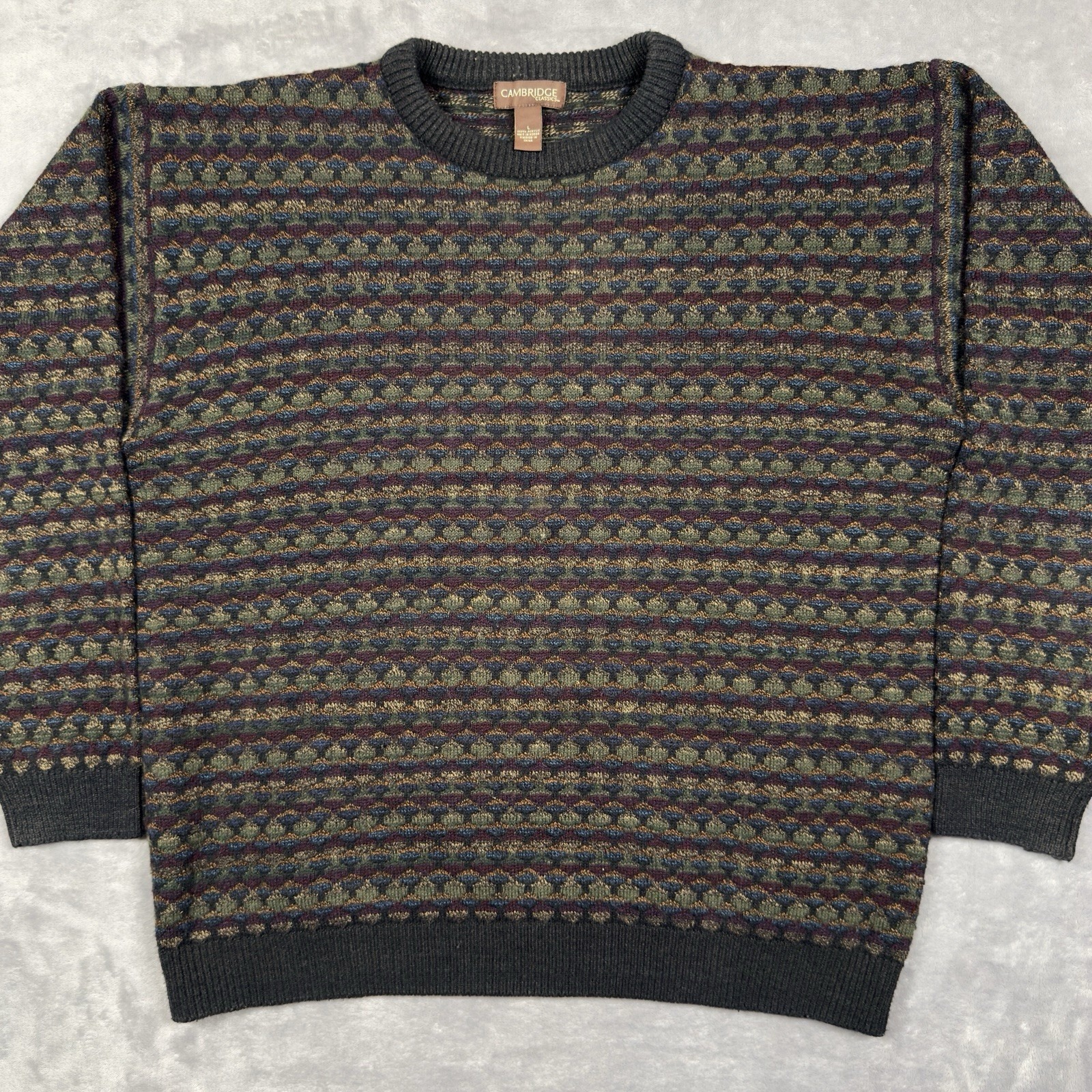 Vtg Cambridge Classics Sweater Large Academia Ivy Grandpa Dad Coogi Style Multi